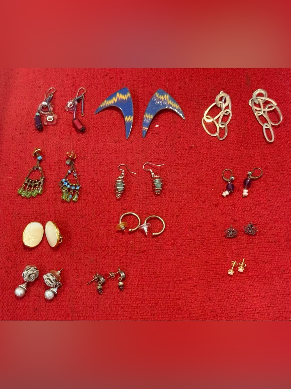 Lot of 12 Pairs Artisan/Handmade Earrings — Sterling Silver, Beaded More
